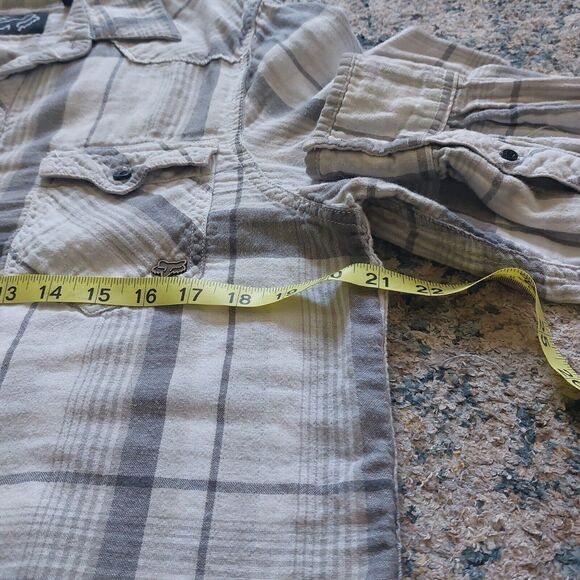 Fox Racing White & Gray Plaid Western Style Flannel Shirt Men's Size Large - Picture 5 of 9